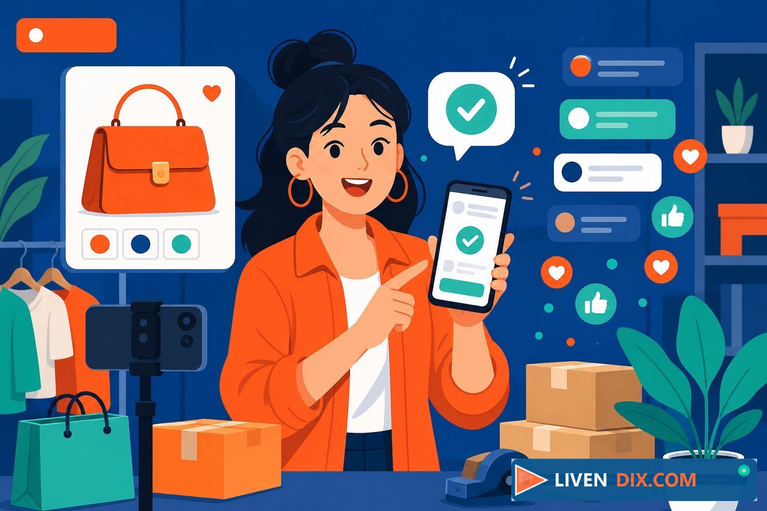 Vendedora confirmando pedido en voz alta mientras registra en la app