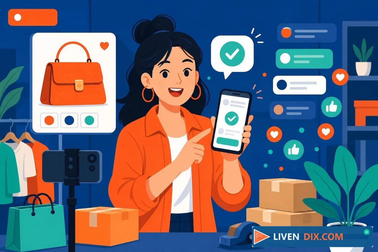 Vendedora confirmando pedido en voz alta mientras registra en la app