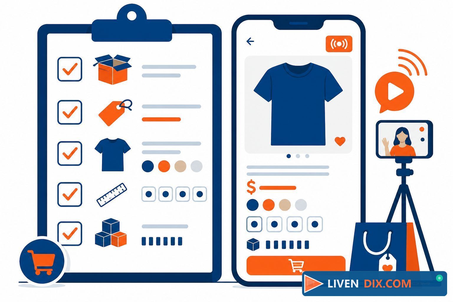 Checklist de producto, precio, variantes y stock antes del live