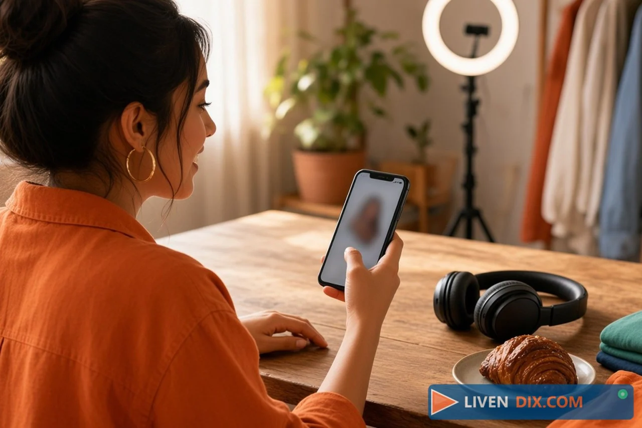 Vendedora confirmando un pedido en voz alta durante un live