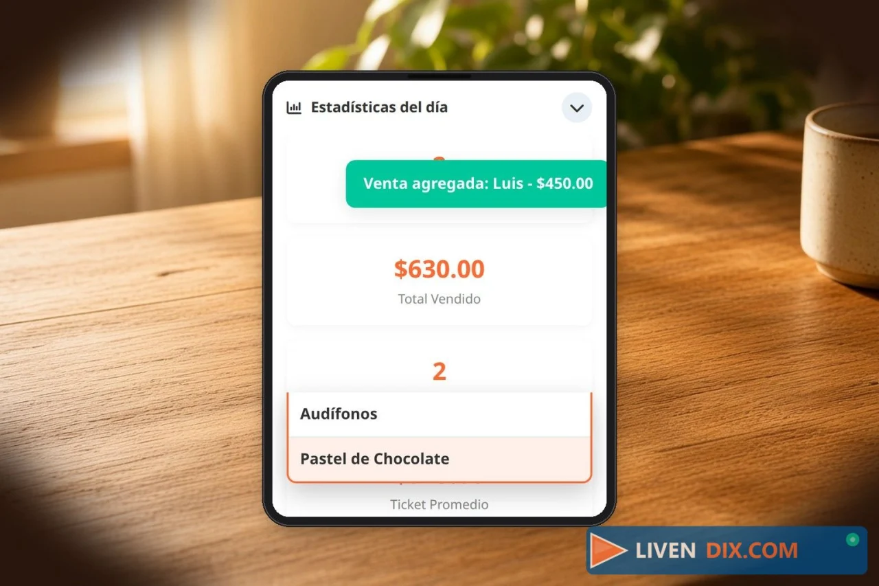 Estadísticas del día en Livendix: dos ventas y 630 pesos