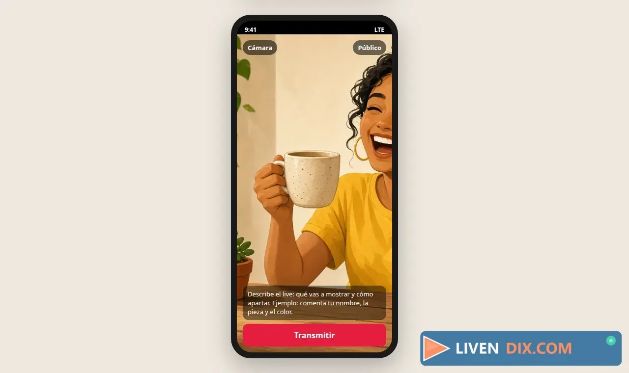 Guía del celular antes de salir: público, descripción del live y el botón Transmitir